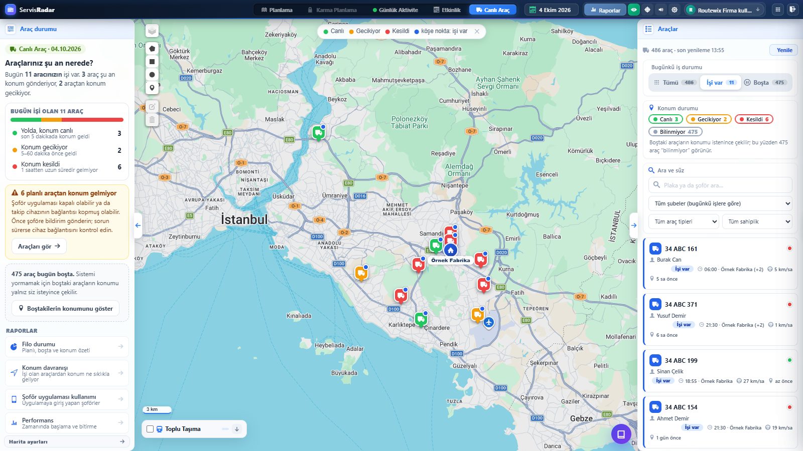 Routewix Gün tekrarı (GPS oynatıcı) ekranı